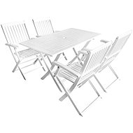 5-piece garden dining set white solid acacia wood 44043 44043 - Garden Furniture