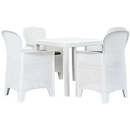 5-piece garden dining set white plastic rattan design 276108 276108 - Garden Furniture