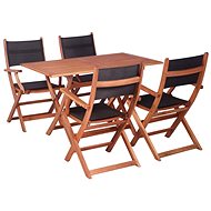 5-piece garden dining set solid eucalyptus and textile 45593 45593 - Garden Furniture