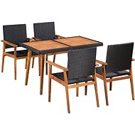 5-piece garden dining set polyratt black-brown 44075 44075 - Garden Furniture