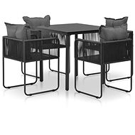 5-piece garden dining set with black polyrattan cushions 44434 44434 - Garden Furniture