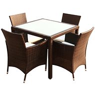 5-piece garden dining set with brown polyrattan cushions 43121 43121 - Garden Furniture