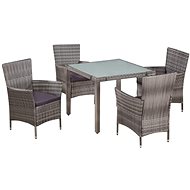 5-piece garden dining set with gray polyrattan cushions 44072 44072 - Garden Furniture
