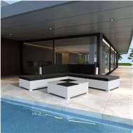 6-piece garden sofa with cushions polyratt white 42093 42093 - Garden Furniture
