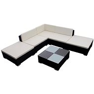 6-piece garden sofa with cushions polyrattan black 42086 42086 - Garden Furniture