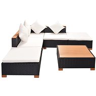 6-piece garden sofa with cushions polyratt black 42755 42755 - Garden Furniture