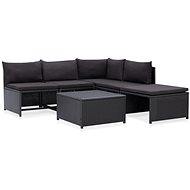 6-piece garden sofa with cushions polyrattan black 45815 45815 - Garden Furniture