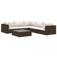 6-piece garden sofa with cushions polyratan black 46770 46770 - Garden Furniture