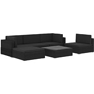 6-piece garden sofa with cushions polyrattan black 47258 47258 - Garden Furniture