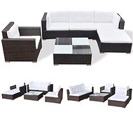 6-piece garden sofa with cushions polyratt brown 41873 41873 - Garden Furniture