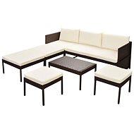 6-piece garden sofa with cushions polyrattan brown 43009 43009 - Garden Furniture