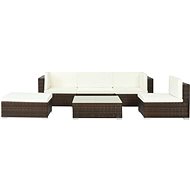 6-piece garden sofa with cushions polyratt brown 44606 44606 - Garden Furniture