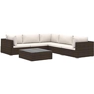 6-piece garden sofa with cushions polyratt brown 46769 46769 - Garden Furniture