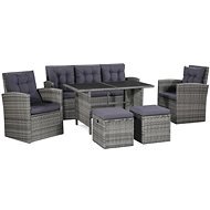 6-piece garden sofa with cushions polyrattan gray 43960 43960 - Garden Furniture
