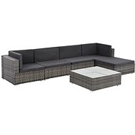 6-piece garden sofa with cushions polyrattan gray 44607 44607 - Garden Furniture