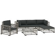 6-piece garden sofa with cushions polyratt gray 46811 46811 - Garden Furniture