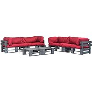 6-Piece Garden Sofa Set made from Pallets + Red Cushions 75331 275331 - Garden Furniture