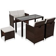 6-piece garden dining set with brown polyrattan cushions 43904 43904 - Garden Furniture