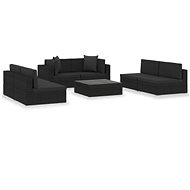 7-piece garden sofa with cushions black polyratan 47256 47256 - Garden Furniture