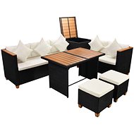 7-piece Garden Sofa with Cushions Polyrattan Black 43004 43004 - Garden Furniture