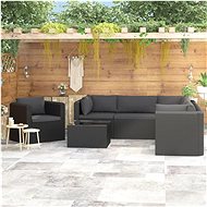7-piece Garden Sofa with Cushions Polyrattan Black 46552 46552 - Garden Furniture