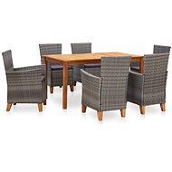 7-piece dining set polyratan and solid acacia gray 46001 46001 - Garden Furniture