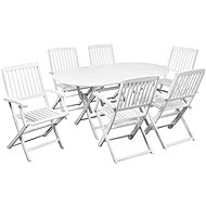 7-piece folding garden dining set solid acacia white 44044 44044 - Garden Furniture