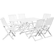 7-piece folding garden dining set solid acacia white 44052 44052 - Garden Furniture