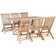 7-piece folding garden dining set solid teak wood 44661 44661 - Garden Furniture