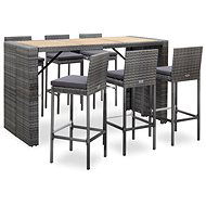 7-piece garden bar set with gray polyrattan cushions 49563 49563 - Garden Furniture