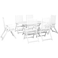 7-piece garden dining set white solid acacia wood 44061 44061 - Garden Furniture