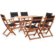7-piece garden dining set black solid eucalyptus wood 278910 278910 - Garden Furniture