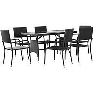 7-piece garden dining set black polyratan 43927 43927 - Garden Furniture