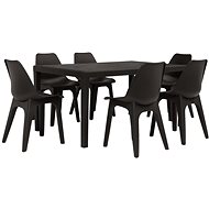 7-piece garden dining set plastic brown 276132 276132 - Garden Furniture