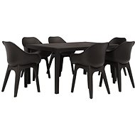 7-piece garden dining set plastic brown 276133 276133 - Garden Furniture