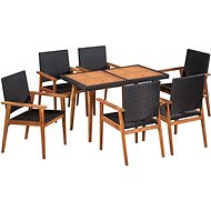 7-piece garden dining set polyratt black-brown 44076 44076 - Garden Furniture