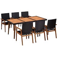 7-piece garden dining set polyratt black-brown 44077 44077 - Garden Furniture