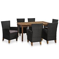 7-piece garden dining set polyratt black-brown 44097 44097 - Garden Furniture