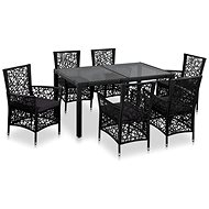 7-piece garden dining set polyratt black 44087 44087 - Garden Furniture