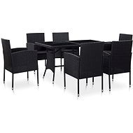 7-piece garden dining set polyratt black 46403 46403 - Garden Furniture