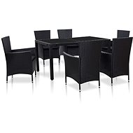 7-piece garden dining set polyratt black 45977 45977 - Garden Furniture