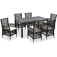 7-piece garden dining set polyratt brown 44083 44083 - Garden Furniture