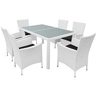 7-piece garden dining set polyratan cream white 42501 42501 - Garden Furniture