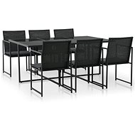 7-piece garden dining set with black polyrattan cushions 44444 44444 - Garden Furniture