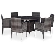 7-piece garden dining set with gray polyrattan cushions 43916 43916 - Garden Furniture