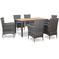 7-piece garden dining set with gray polyrattan pillows 46021 46021 - Garden Furniture