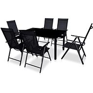 7-piece garden dining set with folding chairs aluminum black 41736 41736 - Garden Furniture