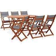 7-piece garden dining set gray solid eucalyptus and textile 278911 278911 - Garden Furniture