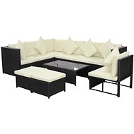 8-piece garden sofa with cushions polyratt black 42897 42897 - Garden Furniture