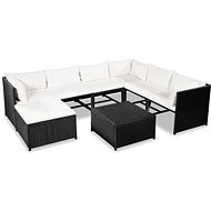 8-piece garden sofa with cushions polyratan black 44189 44189 - Garden Furniture